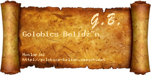 Golobics Belián névjegykártya